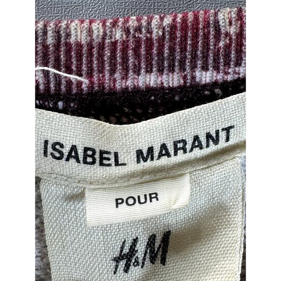 ISABEL MARANT FOR H&M Women's Red Printed Crewneck Pullover Sweater SZ 4 - Picture 11 of 13